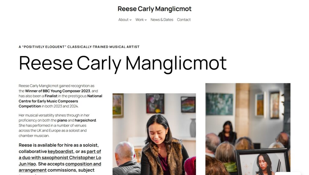 Website for Reese Carly Manglicmot